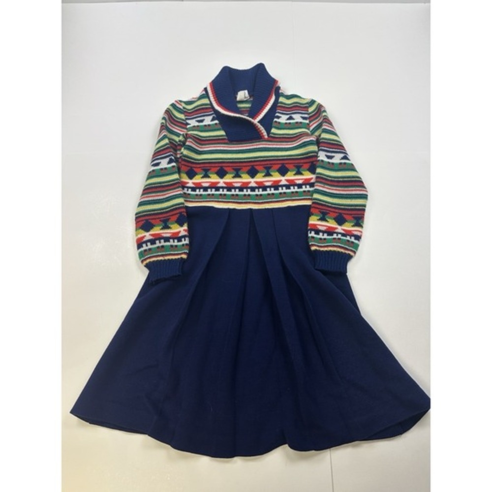 VTG 70s Saks Fifth Avenue Sweater dress girls size 12 Made In‎ France